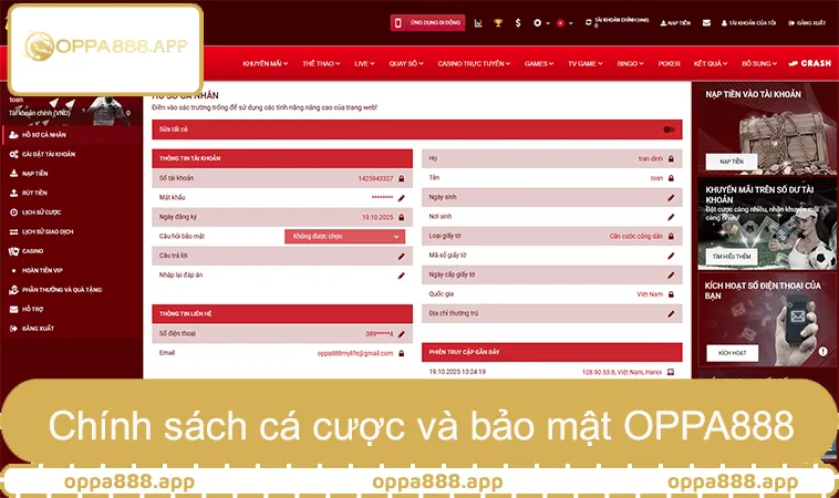 Điều Khoản Sử Dụng OPPA888 3 Chính sách tự giới hạn cá cược và bảo mật giao dịch OPPA888