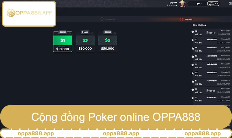 Poker OPPA888 3 Cộng đồng Poker online OPPA888 lành mạnh