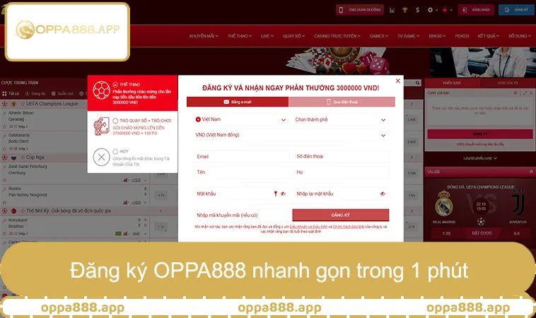 Đăng ký OPPA888 nhanh gọn trong 1 phút