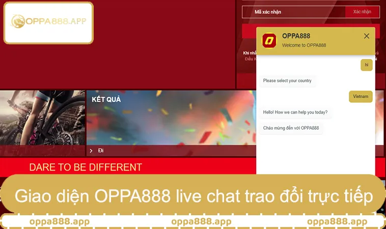 Liên Hệ OPPA888 2 Giao diện OPPA888 live chat giúp người chơi trao đổi trực tiếp