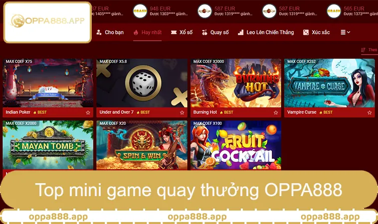 Top mini game quay thưởng OPPA888